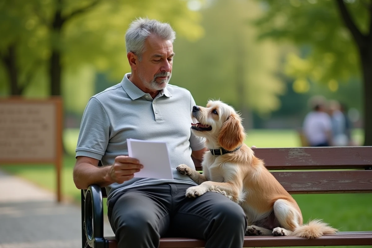 Homme adoptant un chien dans un refuge lors d'un événement d'adoption en plein air, option économique pour avoir un chien
