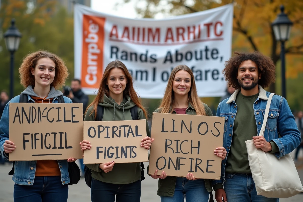 Militants d'une organisation de défense des droits des animaux lors d'un rassemblement en plein air